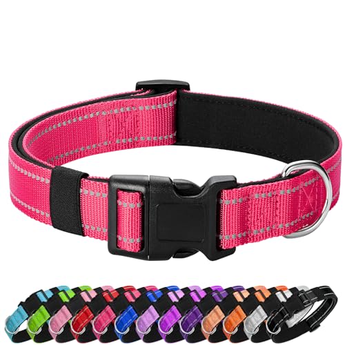 PenSeepet Reflektierendes Hundehalsband, gepolstert mit weichem Neopren, atmungsaktiv, Schnellverschluss, für Welpen, kleine Hunde, Hot Pink von penseepet