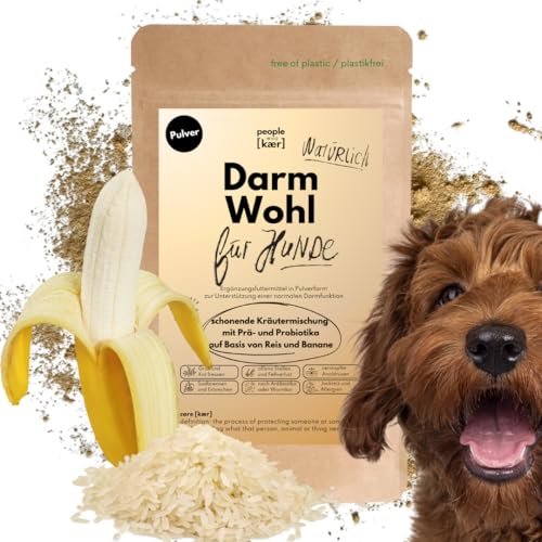 People who Kaer Darm Wohl Darmpulver für Hunde, 200g – Präbiotika & Probiotika Hund auf Basis von Reis und Banane, Darmsanierung und Durchfall Hund, Darmflora Aufbau Hund Durchfall von people who kaer for dogs + cats