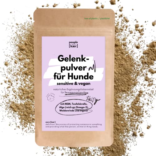 People who Kaer Gelenkpulver für Hunde vegan 200g, Normale Gelenkfunktion mit MSM, Teufelskralle, Algenmehl, Ingwer, natürliches Gelenk Nahrungsergänzungsmittel Hund mit hoher Akzeptanz bei Hunden von people who kaer for dogs + cats