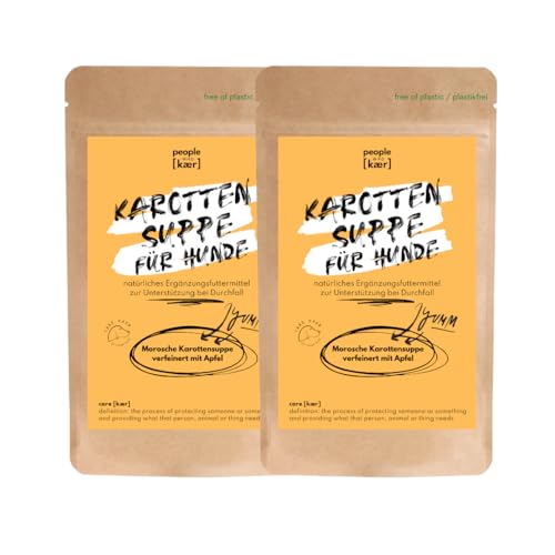 People who Kaer Morosche Karottensuppe 2X 200g, hohe Ergiebigkeit Dank Pulver-Form, Präbiotika Mittel zur Unterstützung bei Durchfall & Magenproblemen, bis zu 5L Moro Suppe, Hund Durchfall von people who kaer for dogs + cats