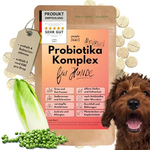 people who kaer Probiotika Komplex Drops für Hunde, 60 Tabletten - Hund Darmflora aufbauen, Darmbakterien für Hunde, Darmsanierung Hunde Ergänzungsmittel, Darmgesundheit, Darmkur Hund, Probiotika Hund von people who kaer for dogs + cats