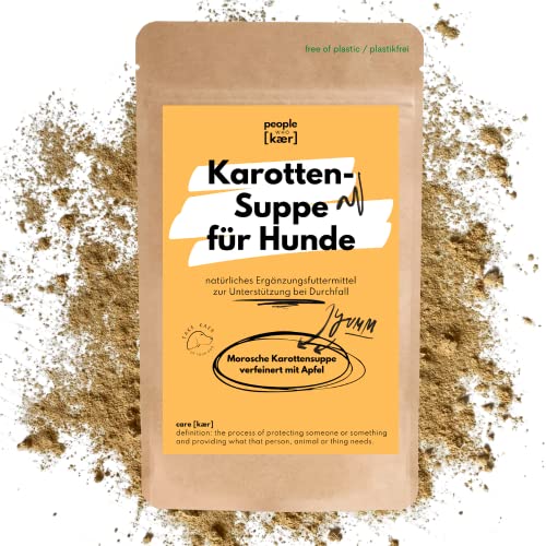 People who Kaer Morosche Karottensuppe 200g, hohe Ergiebigkeit Dank Pulver-Form, Präbiotika Mittel zur Unterstützung bei Durchfall & Magenproblemen, Karottenpulver mit Karottentrester, für Hunde von people who kaer for dogs + cats