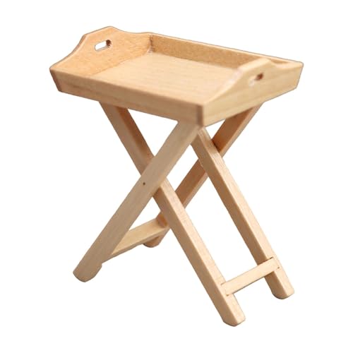 perfk 1:12 puppenhaus Tablett Modell Holz Möbel mit Stand Ornamente Pretend Spielen Micro Landschaft Home Mini Seite Tisch Küche, Hellbraun von perfk