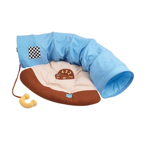 perfk 2-in-1-Katzen-Donut-Tunnel, Bett, Haustiertunnel, Übungs- und Spielhütte mit Abnehmbarer, waschbarer Matte für Hauskatzen und Kätzchen von perfk