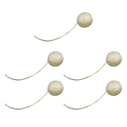 perfk 5Pcs Katze Sisal Seil Ball Spielzeug Katze Seil Ball Katzen Interaktive Spielzeug Pet Liefert Selbst Spielen Katze Hanf Seil bälle Lange Seil Teaser, 5.5 cm Weiß von perfk