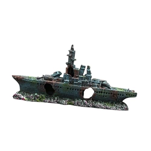 perfk Aquarium Shipwreck Decoration Fischtank Dekor Handwerk Harz Betta Fischzubehör Figurskulptur für Tischtisch Tisch von perfk