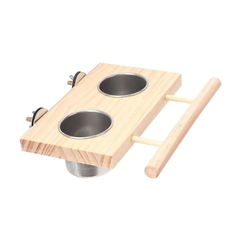 perfk Bird Feeder Bird Barch mit Holzplattform Holz Lebensmittel Wasserschale Fütterungstasse Schüssel für kleine Tier Conures Papageien Cockatiel, Doppelschale perfk Bird Feeder Bird Barch mit Holzplattform Holz Lebensmittel Wasserschale Fütterungstasse Schüssel für kleine Tier Conures Papageien Cockatiel, Doppelschale von perfk
