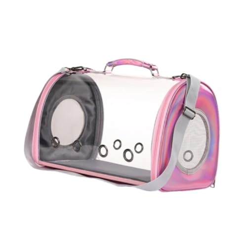 perfk Cat Carrier Travel Carrier Geräumiges Design Transparent Crossbody Tasche Haustasche Carriertasche für Wandercampingreisen im Freien Reisen im Freien, Rosa von perfk