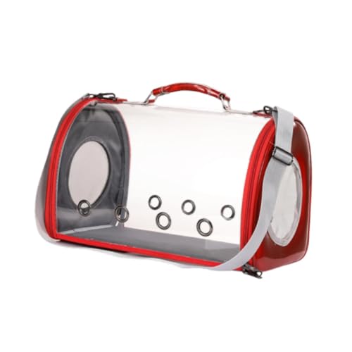 perfk Cat Carrier Travel Carrier Geräumiges Design Transparent Crossbody Tasche Haustasche Carriertasche für Wandercampingreisen im Freien Reisen im Freien, Rot von perfk