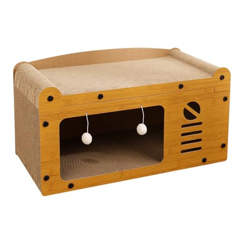 perfk Cat Corrugated House Kitty Condo Klauen Schleifen Spielzeug ausblenden Möbelschutz Cat Lounge Kratzer mit Spielzeug von perfk