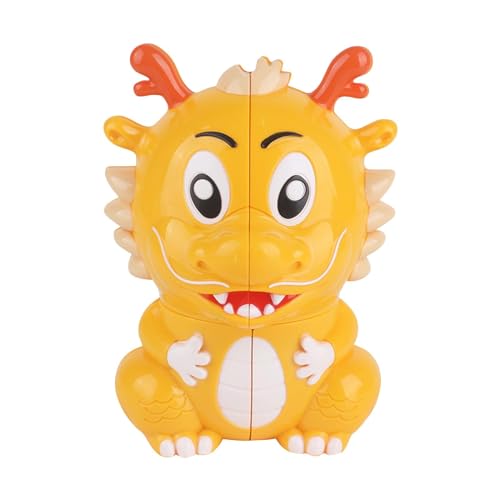 perfk Dragon Speed Cube 3D-Puzzle-Würfel, Reise-Gmae, Feinmotorik, tierförmiges, glattes, schnelles Würfelspielzeug für Partybevorzugungskinder, Gelb von perfk