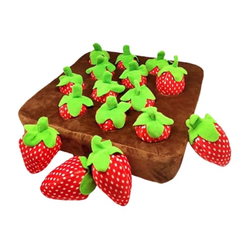perfk Erdbeere Plüsch Stofftier Hund Schnüffelspielzeug Geschenke Ziehen Sie die Erdbeere Plüschtier Erdbeere Hundespielzeug Ziehen Sie Erdbeere, l von perfk