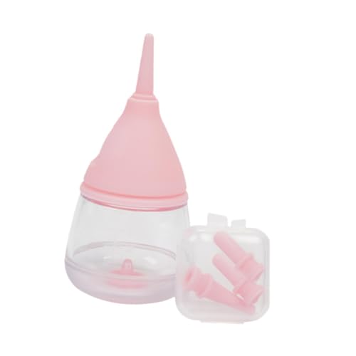 perfk Flaschenfütterungsset für Kätzchen, Milchflaschen-Futterset für Haustiere, 35 ml, auswechselbare Sauger für Welpen, Kleintiere, Neugeborene, Rosa von perfk