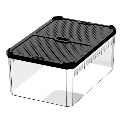 perfk Fütterungsbox für Reptilien, Zuchtbox für Aquarienfische, mit Belüftungsöffnungen, Reptilienbehälter, Schaubox, transparente Zuchtbox für Geckos und, 30.5x19.5x13cm von perfk