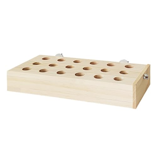 perfk Futterbox für Vögel, Leckerli-Spender, Kauspielzeug, mentales Spielzeug aus Holz, für Maus, Rennmaus, Ratte, Hase, Zwerghamster, 30.7x12.8x5cm von perfk