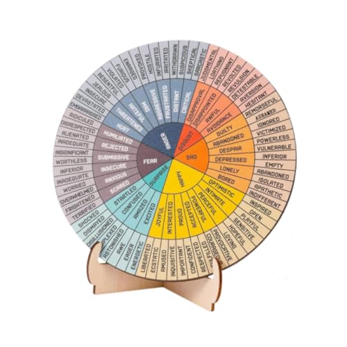 perfk Gefühlsrad, Gefühlsrad-Diagramm, Stimmungsrad aus Holz, Büro-Emotionsdiagramm, Beruhigende Emotionen, Büro-Schreibtisch-Dekor fürs Büro von perfk