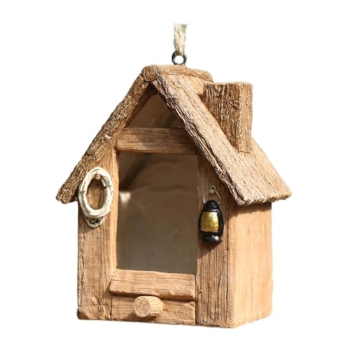 perfk Hängendes Vogelhaus, Käfig, Harz, Vogelhaus, Ornament für Gartengeschenke, Vogelschutz, Vogelzuchtbox für den Finkengarten, Hausform von perfk