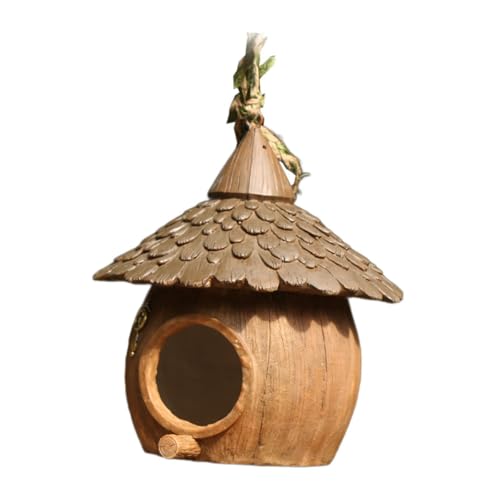 perfk Hängendes Vogelhaus, Käfig, Harz, Vogelhaus, Ornament für Gartengeschenke, Vogelschutz, Vogelzuchtbox für den Finkengarten, Kokosnussform von perfk