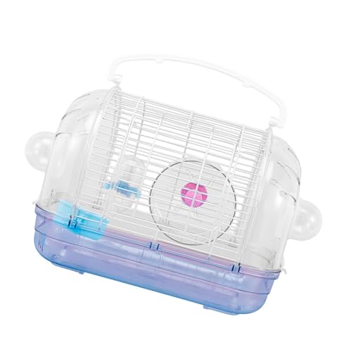 perfk Hamster Transportbox mit Zubehör Und Laufrad für Kleintiere, Blau von perfk