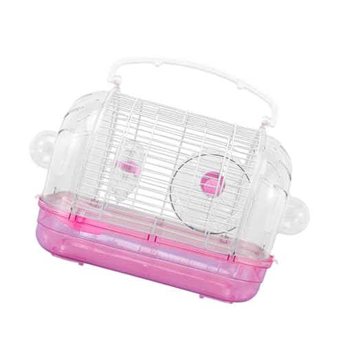 perfk Hamster Transportbox mit Zubehör Und Laufrad für Kleintiere, Rosa von perfk