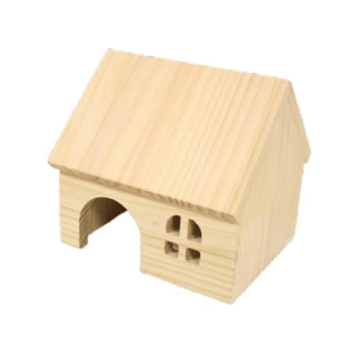 perfk Hamster Wood House Cage Accessoires Landschaftsgestaltung Hütte Holz Haustier Lebensraum Haustier Unterkunft für Hamster Rennmäuse kleine Tiere, S von perfk