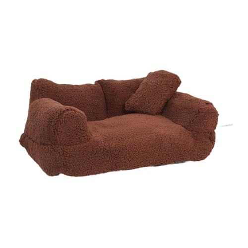 perfk Haustier-Couchbett, Katzenbetten für Hauskatzen, tragbar, rutschfest, bequemes, weiches Hundebett, Katzensofa für kleine Hunde und Kätzchen, Brown L von perfk