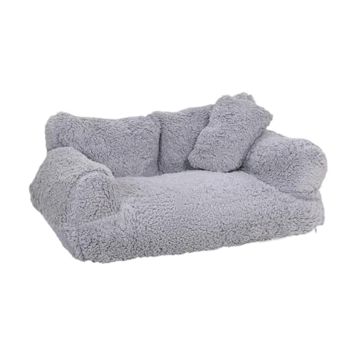 perfk Haustier-Couchbett, Katzenbetten für Hauskatzen, tragbar, rutschfest, bequemes, weiches Hundebett, Katzensofa für kleine Hunde und Kätzchen, Light Gray L von perfk