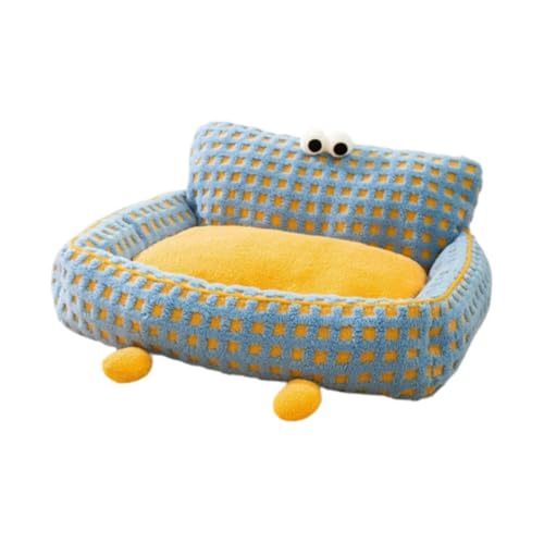 perfk Haustier-Schlafsofa, Katzencouchbett, zum Spielen, gemütliche Heimdekoration, Cartoon-Mode, warmes Hundenest, Haustierhöhle für Zuhause, Zimmer, Blau Klein von perfk