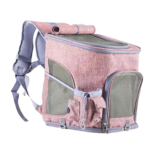 perfk Haustierträger Rucksack Katzenträger Komfortable belüftete tragbare tragbare Katzenbeutel Katzen -Rucksackträger für Reisen kleines Haustier, Rosa von perfk