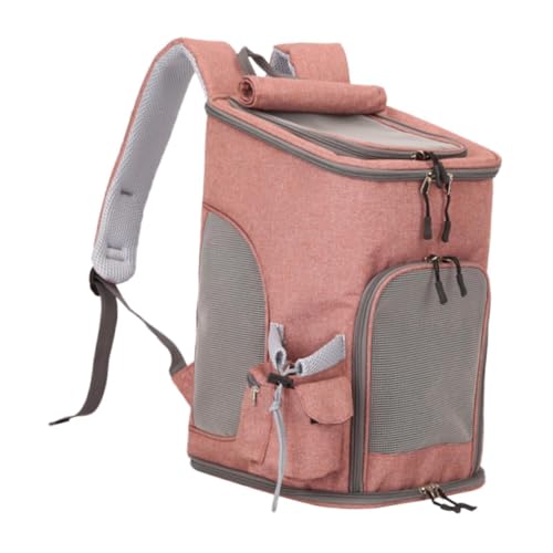 perfk Haustiertragetasche, Katzentrage, tragbarer Schultergurt, wasserdichter Katzenrucksack, Tragetasche für Reisen, Spaziergänge, kleine Haustiere, Pink Rot von perfk