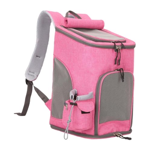 perfk Haustiertragetasche, Katzentrage, tragbarer Schultergurt, wasserdichter Katzenrucksack, Tragetasche für Reisen, Spaziergänge, kleine Haustiere, Rosa von perfk