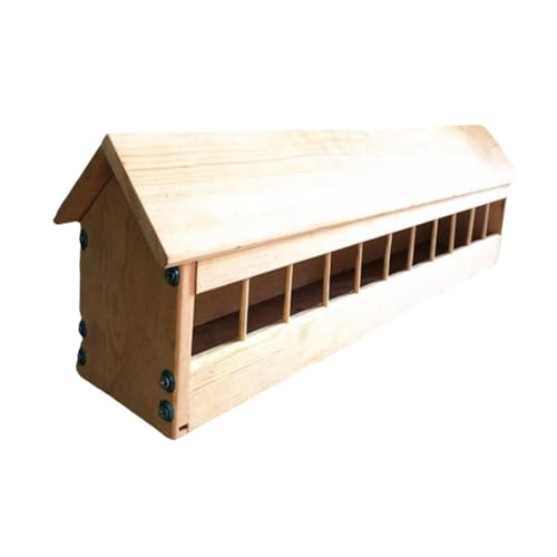 perfk Holzpaarung Feeder Geflügel Trog Schale weniger Abfall Vögel liefert Geflügelfutterspender Hühnerfuttermittel für Gartenküken, 80x11x7cm von perfk