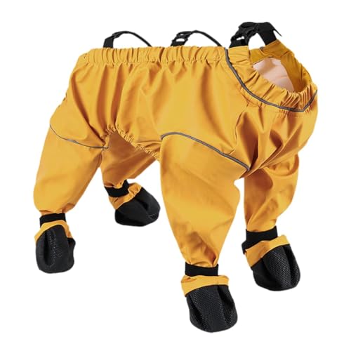 perfk Hunde-Regenmantel, Haustier-Regenkleidung, bequemer, atmungsaktiver Regenponcho, Hunde-Regenjacke für Spaziergänge, alle Jahreszeiten, draußen, Gelb XL von perfk