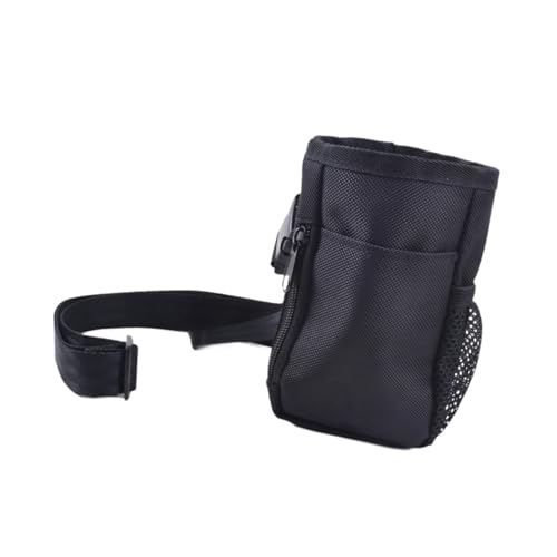 perfk Hunde-Trainingstasche, Hunde-Spaziertasche, Kordelzugbeutel, tragbarer Snack-Aufbewahrungsträgerhalter für Outdoor-Haustierleckereien, Tierfutter, Schwarz von perfk