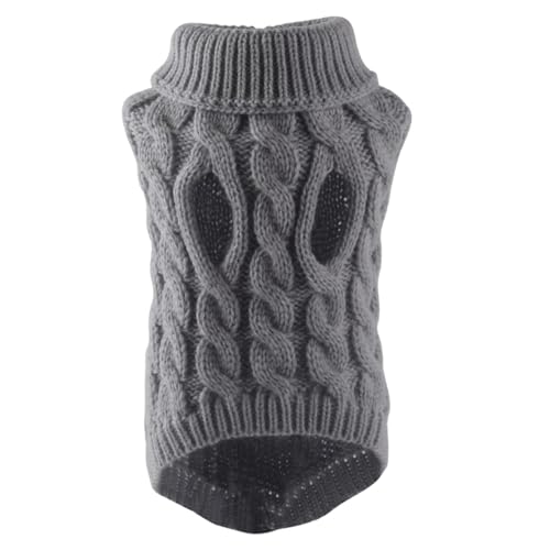 perfk Hunde-Winterpullover, gestrickter Hundepullover, warm, weich, klassisch, gestrickt, Haustierpullover für Picknicks im Freien, Grau L von perfk