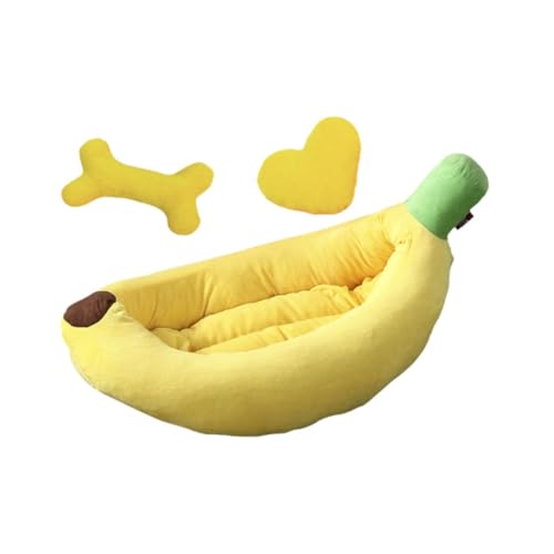 perfk Hundebett, Teddy Banana Hundehaus Bananenmotiv Gemütlich und weich Atmungsaktiv Maschinenwaschbar Katzenbett Welpenkissen, M von perfk