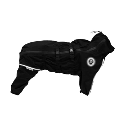 perfk Hundemantel Hundejacke Schneeanzug, Haustierkostüm Winter Wasserdicht, einzigartiger Warmer Hunderegenmantel Welpenmantel, für kleine mittelgroße, Schwarz, L von perfk