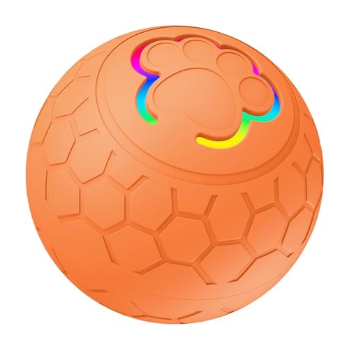 perfk Intelligentes Rollball-Hundespielzeug mit Licht, interaktives Haustierspielzeug, Kätzchenspielzeug, Katzenspielzeug für Hunde, Innenkatzen, Kätzchen, Gelb von perfk