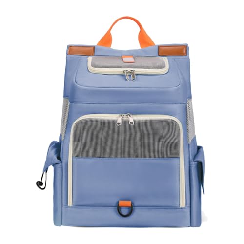 perfk Katzen-Rucksack, Reisetasche für Hunde, Welpen, Kaninchen, große Kapazität, Schnallenunterstützung, Design, tragbare Haustier-Reisetrage, Blau von perfk