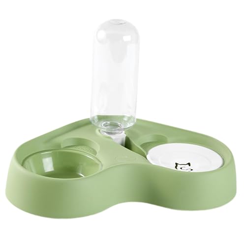 perfk Katzenfutter- und Wassernapf-Set, Futterspender mit automatischer Wasserspenderflasche für kleine oder mittelgroße Hunde, Kleintiere, Kätzchen, GrÜn von perfk