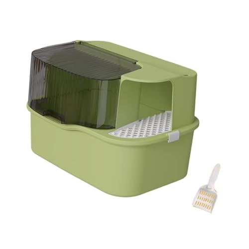 perfk Katzentoilette Katzen Bettpfanne Gang Sandkasten Tragbar mit Hohen Seiten Katzentoilette Sandkasten Jumbo Katzentoilette für Hauskatzen, GrÜn von perfk