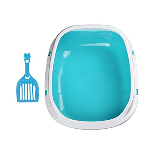 perfk Katzentoilette Offene Katzentoilette Abnehmbares Design Pet Supplies Container Sandbox Kitty Litter Pan Toilette für Hund Kaninchen Indoor Katzen, Blau von perfk