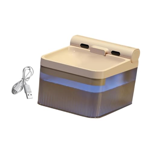 perfk Katzentrinkbrunnen mit leiser Pumpe, 4 l, kabellose Wasserversorgung für, automatischer Katzenwasserspender zum Trinken mehrerer, Beige von perfk