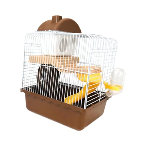 perfk Kleinstierträger Käfig mit Wasserflasche Hamster Käfig Haustier ausgehender Reiseträger für Igelmäuse Meerschweinchen Rennmäuse, Braun von perfk