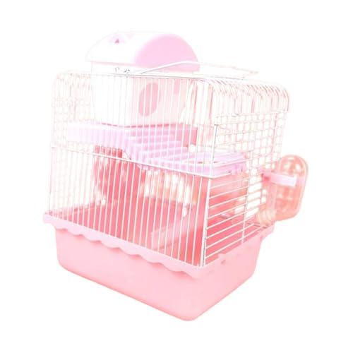 perfk Kleinstierträger Käfig mit Wasserflasche Hamster Käfig Haustier ausgehender Reiseträger für Igelmäuse Meerschweinchen Rennmäuse, Rosa von perfk