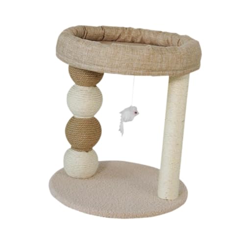 perfk Kratzbaum für Katzen mit Teppichboden, Kleiner Kratzbaum, Möbel für Katzenbedarf, Spielsitz für kleine Katzen, Sisal-Kratzbaum, Braun von perfk