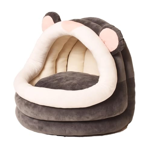 perfk Niedliches Katzenbett für den Innenbereich, Katzennest, bequemer, Rutschfester Boden, warm, waschbar, Welpenbett, Hundehöhle für Kaninchen, Welpen, grau von perfk