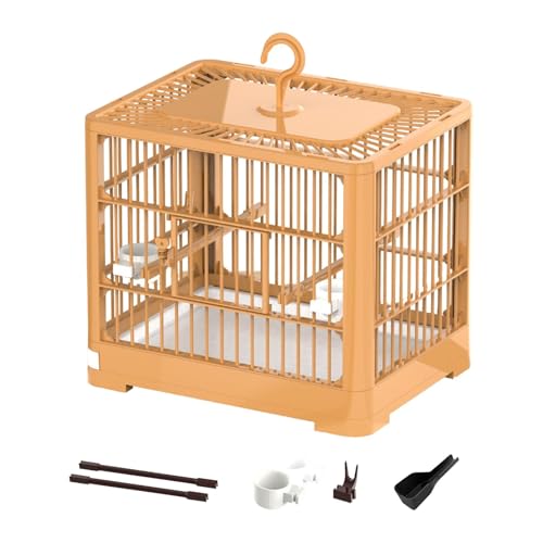 perfk Papageienkäfig, Vogelhaus, Haustierbedarf, faltbar mit Standstange, tragbarer Vogelkäfig, Käfig für den Heimgebrauch, Orange von perfk