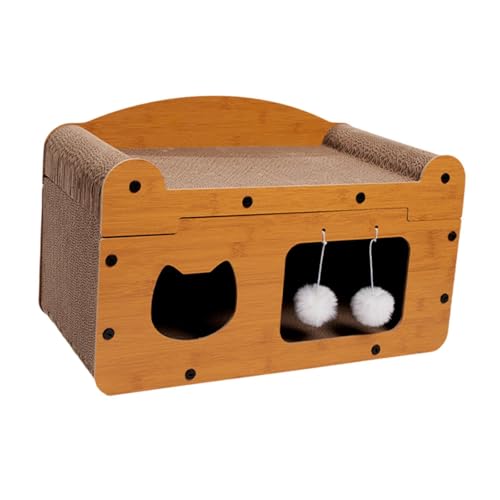 perfk Pappe Cat House Lounge Bett für Katzen zum Mahlen von Pfoten Multipurpose große Verhinderung von Möbeln Schaden Spielhaus Kratzerbett von perfk