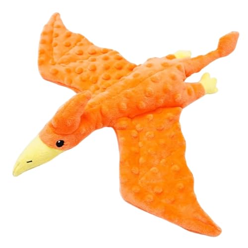 perfk Quietschendes Hundespielzeug Interactive Play Dragon Sturdy Lovely Stuffed Animal Toy für Aggressive Kauen, kleine mittlere und große Hunde, Orange von perfk